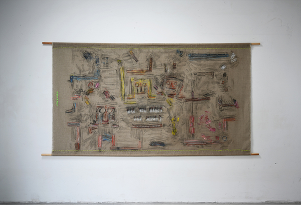 Pastel on canvas on the wall