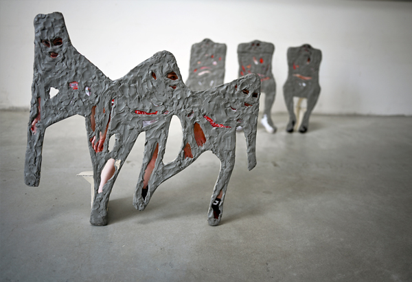 Grey figures on the floor